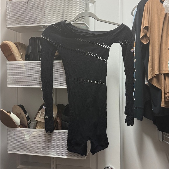 POSTER GIRL Black Cut-Out Knit Onsie - Picture 1 of 1